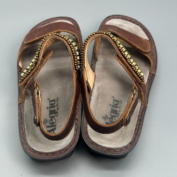 Alegria Verona Hickory Chain Gang Women's 8.5 Brown Leather Comfort Sandals - Picture 6 of 11